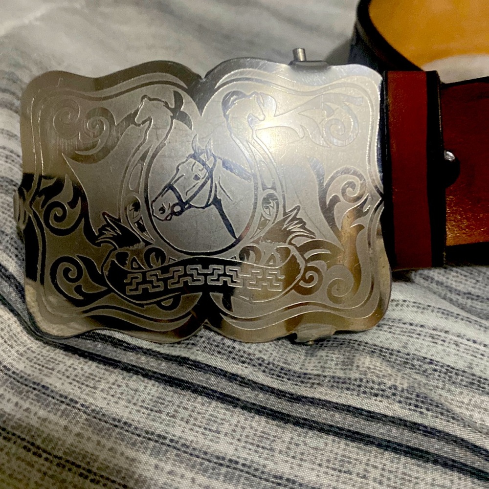 Silver horse buckle